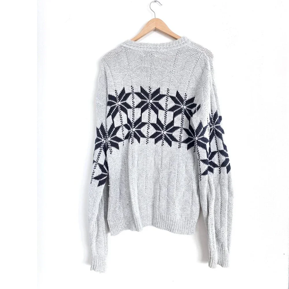 Vintage Northwest Territory Nordic Snowflake Fair Isle Grandpa Sweater Cabincore